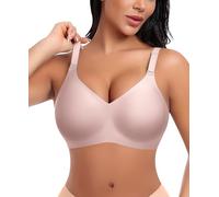 Damen BH Ohne Bügel Nahtloser Glatter Weicher BH Bequemer T-Shirt Soft Bra (Rosa, 3XL)