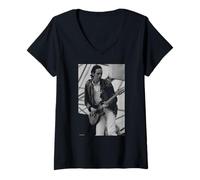 Damen Big Audio Dynamite Sänger Mick Jones The Clash Andy Willsher T-Shirt mit V-Ausschnitt