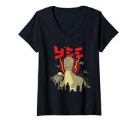 Damen Big Yee Lustige Klassische Meme Dinosaurier Riesen Dino City T-Shirt mit V-Ausschnitt