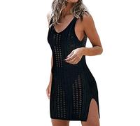 Damen Bikini Cover Up Strandkleider Sommer Sexy Tunika Beach Minikleid Lang Kleid Sommer Maxi Hoch Split Mesh Strandkleid Damen Sexy Bodycon Minikleid Transparente Strandkleid Minikleid (C-016, L)