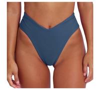 Damen Bikini Hose String Bikinis High Waist Sexy Bikinihose Tanga Brazilian Bikini Bottom Swimsuits Unterteil High Cut Thong Bottom, Damen Brasilianische Bikinihose Unterteil Bottom (Navy, L)