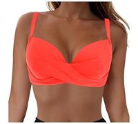 Damen Bikini Oberteil Große Brüste Push Up Bikini Top Gepolstert Swimsuit Sexy V-Ausschnitt Wickeloptik Sport Bra Crossover Badeanzug Top Swim Oberteil Sommer Rückenfrei Strandmode Bikini Oberteil