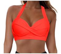 Damen Bikini Oberteil Große Brüste Push Up Top Gepolstert Swimsuit Sexy V-Ausschnitt Wickeloptik Sport Bra Crossover Badeanzug Padded Swim Sommer Rückenfrei Strandmode