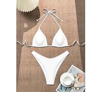 Damen Bikini Set High Waist Zweiteilig Solid | Hohe Taille, zweiteilig, einfarbig, dehnbar, perfekt für Sonnenbaden am Strand
