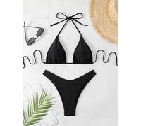 Damen Bikini Set High Waist Zweiteilig Solid | Hohe Taille, zweiteilig, einfarbig, dehnbar, perfekt für Sonnenbaden am Strand