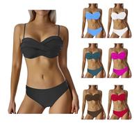 Damen Bikini Set Push Up Bademode Badeanzüge Strand Ties Zweiteiliger Sexy V Ausschnitt Swimsuit Mid-High Waisted Bikinihose Set Bauchweg Sexy Sommer High Waist Zweiteiliger Badeanzug Swimsuit