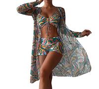 Damen Bikini Sets Push Up bademode Sexy,Badeanzug mit Bügel Swimsuit Beachwear UV-Schutz Farbblockdruck Brustpolster Swimsuit Badeanzüge Strandmode Muster Bademode Triangel Breites Schwimman