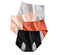 Damen Bikini-Unterwäsche mit hoher Taille, Glatte -Unterwäsche, atmungsaktive Damen Baumwolle Unterhosen Damen Nahtlos Slips Damen 3er (Black, XL)