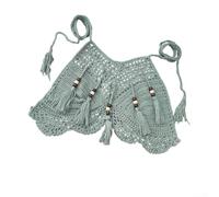 Damen-Bikinioberteil, handgefertigt, mit fließenden Fransen, für Strand, Pool, Urlaub, weiches Acryl-Baumwoll-Mischgewebe, erhältlich in Weiß, Beige, Schwarz, Seeblau, S, M, L (M, Türkis)