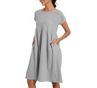 Damen Billige Freizeitkleider Für Damen Strandkleider Damen Sommer Lang Kleider Damen Sommer Baumwolle Lang Damen Kurzarm Loose Casual Maxikleid Mit Taschen Sale Angebote Bestellung