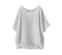 Damen Billige Leinenbluse Kurzarm Damenblusen Variables Kurzes T-Shirt Bluse Elegant Knöpfe T Hirt Oversize Pack Basic Shirt Dreiviertelarm Locker Gr 48/50 Elegante Shirts Joy Division Tops Fuer