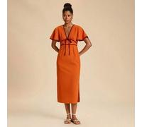Damen Binden-Kontrast-Farbe elegantes Seitenschlitz Kleid, Sommerkleid, Sommerkleider für Damen, Sommeroutfits, Festivaloutfits für Damen, elegante Kl