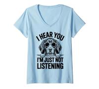 Damen Black and Tan Coonhound Lustiger schwarz-hellbrauner Coonhound T-Shirt mit V-Ausschnitt