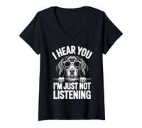 Damen Black and Tan Coonhound Lustiger schwarz-hellbrauner Coonhound T-Shirt mit V-Ausschnitt