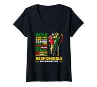 Damen Black Dad Hero Rollenmodell Empowerment Unity T-Shirt mit V-Ausschnitt