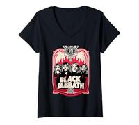 Damen Black Sabbath Offizielle rote Flammen T-Shirt mit V-Ausschnitt
