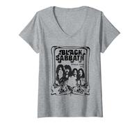 Damen Black Sabbath Offizielle Welttournee 78 B&W T-Shirt mit V-Ausschnitt