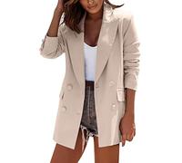 Damen Blazer Beige Ohne Verschluss: Sakko Damen Sportlich Elegant Damen Blazer Kurzblazer Jacke Knopf-Blazer Mit Stretch Und Reverskragen Anzugjacke Modern Lang Trachtenblazer/Sommerblazer