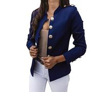 Damen Blazer Blau Kurz: Trachtenblazer Damen Blau Damen Blazer 3/4 Arm Jacke Business Revers Blazer Sakko Mit Faltigen Ärmeln Slim Fit Blazerjacke Elegant Einfarbig Outwear Geschäft Büro Bolero Jacke