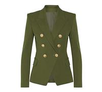 Damen-Blazer Casual Open Front Business Anzugjacke Solide Doppelte Outwear Langarm Sportmantel Formale Geschäfte für Hochzeit Freizeit,Army Green,M(Bust:88CM)