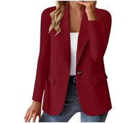 Damen Blazer Elegant Jacke Festlich Tailliert Blazerjacke Knöpfen Solide Trenchcoat Regular Fit Kurzblazer Offene Vorderseite Sakko Anzug Reverskragen Geschäft Übergangsjacke