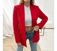 Damen Blazer Jacke mit langen Ärmeln, farblich einfarbig, mit Knopfdetail vorne