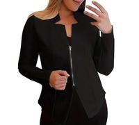 Damen Blazer Jacke Mit Reißverschluss - Cardigan Blazer Damen Kurz - Kurzblazer Große Größen Sportlich Sweat Anzug Jacke Zipper Elegant Kurzjacke Tailliert Anzugjacke Modern Sakko Festlich Bolero