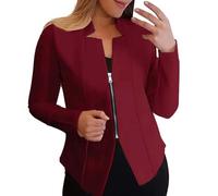 Damen Blazer Jacke Mit Reißverschluss - Cardigan Blazer Damen Kurz - Kurzblazer Große Größen Sportlich Sweat Anzug Jacke Zipper Elegant Kurzjacke Tailliert Anzugjacke Modern Sakko Festlich Bolero