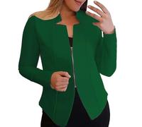 Damen Blazer Jacke Mit Reißverschluss - Cardigan Blazer Damen Kurz - Kurzblazer Große Größen Sportlich Sweat Anzug Jacke Zipper Elegant Kurzjacke Tailliert Anzugjacke Modern Sakko Festlich Bolero