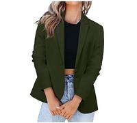 Damen-Blazer, langärmelig, Arbeit, Büro, Blazer, lässig, locker, leicht, Sommer, offene Vorderseite, Anzugjacken, Outfit, 03 Army Green, M