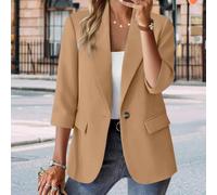 Damen Blazer Langarm Elegant Business Anzugjacke mit Regular Fit Büro Sakko für Frühling Sommer Winter S-XXXL(Coffee XXXL)