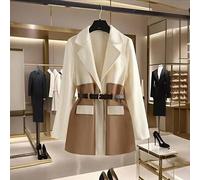 Damen Blazer mit Revers-Design, taillierter Schnitt, Slim Fit, Lässig/Business elegant im französischen Stil, Beige/Khaki, Langarm, Herbst/Winter