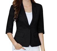 Damen Blazer Sportlich Elegant 3/4 Arm, Leinen Blazer Damen Kurz Kurzblazer Damen Elegant Anzugjacke Sommerjacke Leicht Tailliert Leinen-Blazer Sommer Übergangsjacke Regular Fit Blazerjacken
