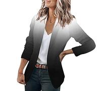 Damen Blazer Sportlich Elegant Lang Sommer Blazer Damen Leicht Damen Verblassen/Aufdruck Langarm Casual Blazer Arbeit Büro Knopf Open Front Jacke Anzug Hemdjacke Damenjacken Jackett