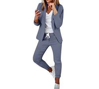 Damen Blazer Zweiteiler Fashion Leopard Blumendruck Anzug Set Langarm Anzugjacke mit Revers + Hose mit elastischer Taille und hoher Taille Business Casual Anzug Partykleidung Blitzangebote