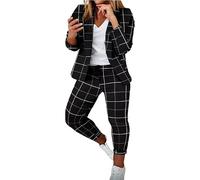 Damen Blazer Zweiteiler Fashion Leopard Blumendruck Anzug Set Langarm Anzugjacke mit Revers + Hose mit elastischer Taille und hoher Taille Business Casual Anzug Angebote Des Tages Heute Damen