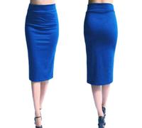 Damen-Bleistiftrock, Neuer Damen-Büro-Stretch-Enger Midi-Rock, Damen-Strickrock mit hoher Taille und mittlerer Wade, XL-Himmelblau-M