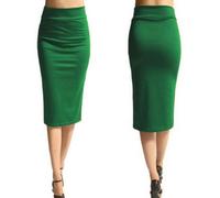 Damen-Bleistiftrock, Neuer Damen-Büro-Stretch-Enger Midi-Rock, Damen-Strickrock mit hoher Taille und mittlerer Wade, XL-Grün-XL