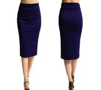 Damen-Bleistiftrock, Neuer Damen-Büro-Stretch-Enger Midi-Rock, Damen-Strickrock mit hoher Taille und mittlerer Wade, XL-lila-XL