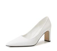 Damen Block High Heels Geschlossene Pumps mit spitzer Spitze, Büroschuhe für Damen, Modische Abendparty-Pumps Basic-Schuhe,Weiß,46 EU