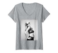 Damen Blondie Debbie Harry Kunststoff-Buchstaben Era 1978 Allan Ballard T-Shirt mit V-Ausschnitt