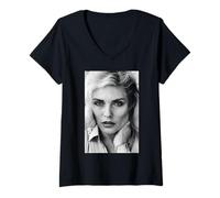 Damen Blondie Debbie Harry Portrait Free to Fall 1987 T-Shirt mit V-Ausschnitt