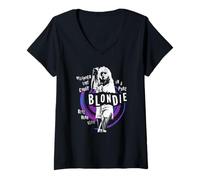 Damen Blondie Punk Wrapped Like Candy Vintage Band T-Shirt mit V-Ausschnitt