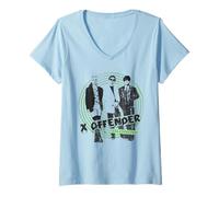 Damen Blondie Punk X Offender Vintage Band T-Shirt mit V-Ausschnitt
