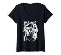 Damen Blondie Punk Zine Collage Vintage Band T-Shirt mit V-Ausschnitt