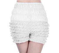 Damen Bloomers Vintage,Pumphose Damen Karneval Rüschen Shorts Unterhose Renaissance Viktorianische Kostüm Kurze Hose 3/4 Sicherheitshose Unterwäsche mit Spitze Pettipants Leggings