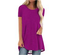 Damen Blumen Tunika für Leggings Elegant Kurzarm Long Shirt Drucken Sommer Lang Bluse Übergröße Rundhals T-Shirts Lose Bequem Locker Tunika Tops Oversize Damenbluse Longshirt Longbluse