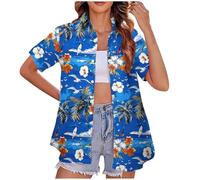 Damen Bluse Baggy Hawaii Style Kurzarm Modisch Bedruckt Lässig Für Urlaub Sommer Freizeitbluse Damen Bedruckt Kurzarmbluse