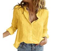 Damen Bluse Bügelfrei Regular fit Oberhemden Frauen Unifarben Stretch Freizeithemden Businesshemd Anzug Hemd Business Oberteil Tops Langarmshirt Oberteil