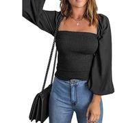 Damen-Bluse Damen-Pullover mit eckigem Ausschnitt Langarm elegant lässig Oberteile Elegante Hemden Damen eckiger Ausschnitt Langarm-Shirt Damen-Bluse eckiger Ausschnitt lässig einfarbig Top-Shirts